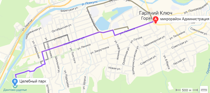 Где находится Дантово ущелье на карте